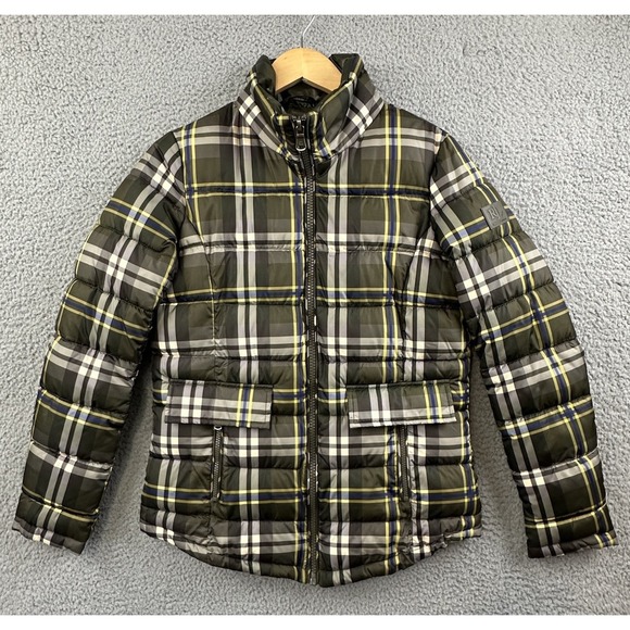 Lauren Ralph Lauren Puffer Jacket Womens Small Green Plaid Quilted Loden Check - Picture 1 of 13